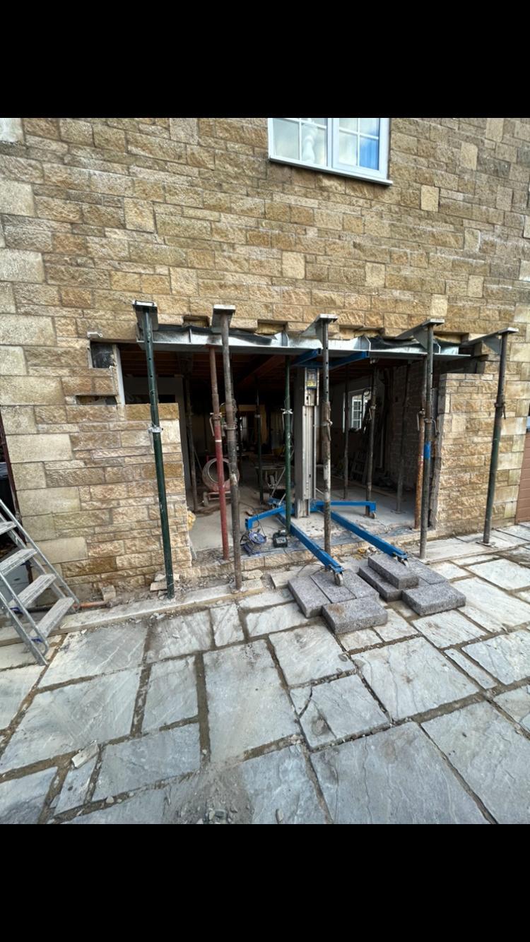 Structural steel beam with Acrow prop support