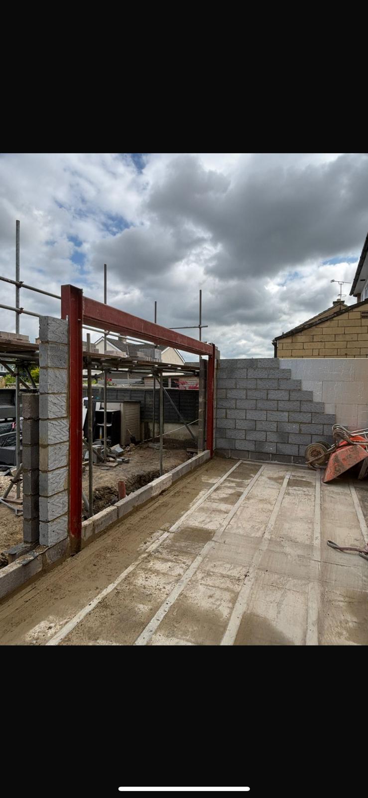 Structural steel installation in progress